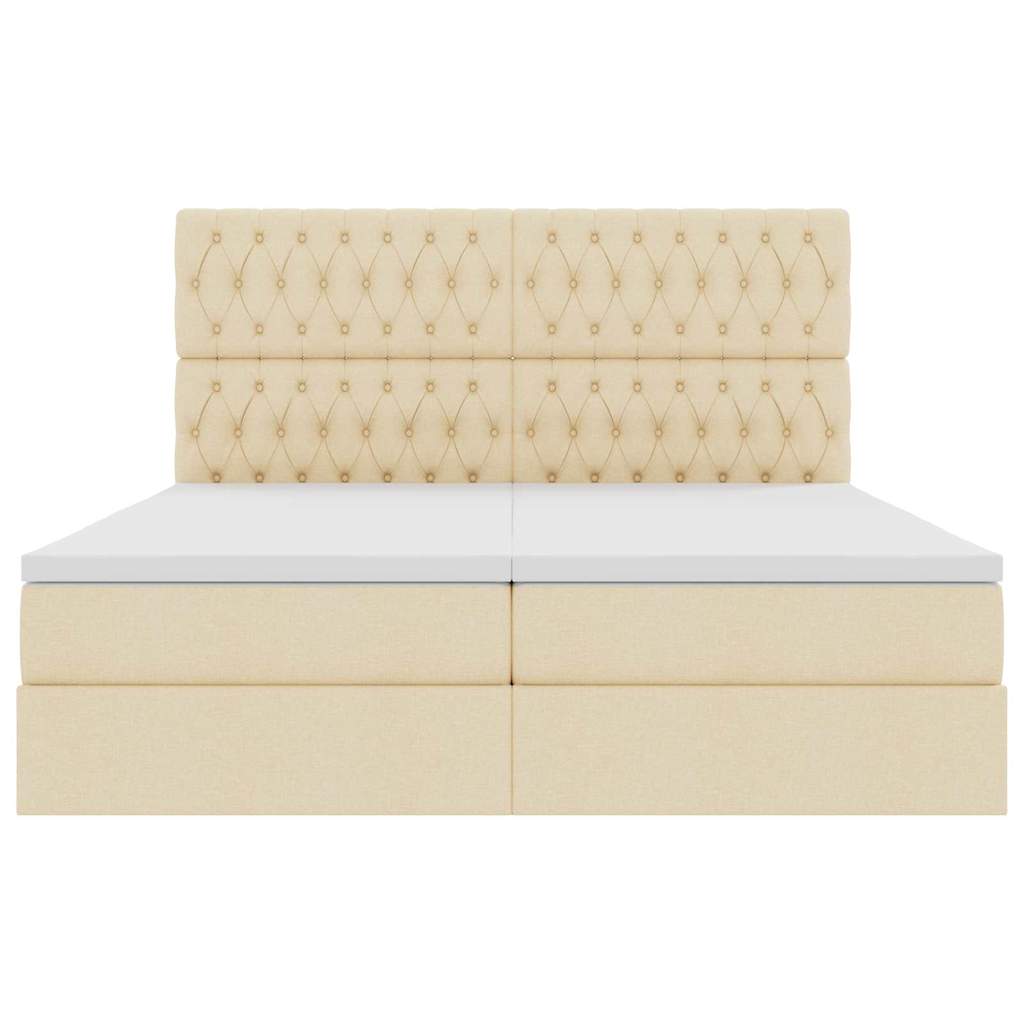 Postel s LED pásky s čelo Krémová 200 x 200 cm textil - obrázek 11