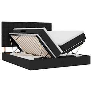 vidaXL LED-iga voodiraam koos madratsiga Must 180 x 200 cm kangas