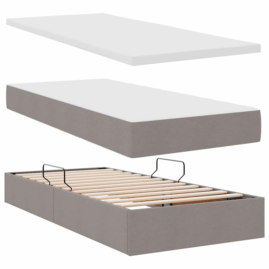 Postel s LED pásovými světly s čelo Taupe 200 x 200 cm textil - obrázek 9