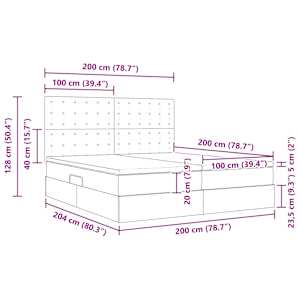 LED postel s úložným prostorem a matrací Krémová 200 x 200 cm - obrázek 18