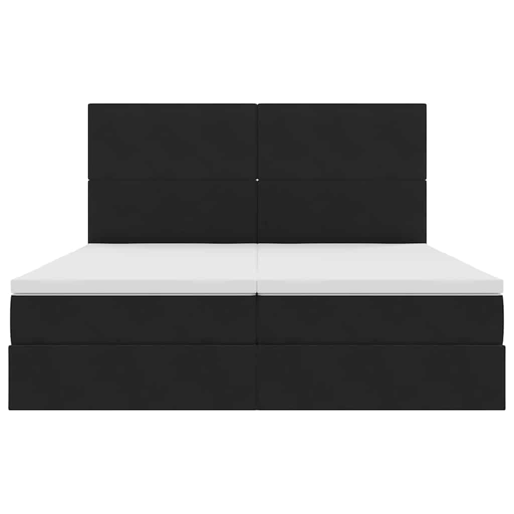 Postel s LED pásky s čelo s úložištěm Černá 200 x 200 cm samet - obrázek 11