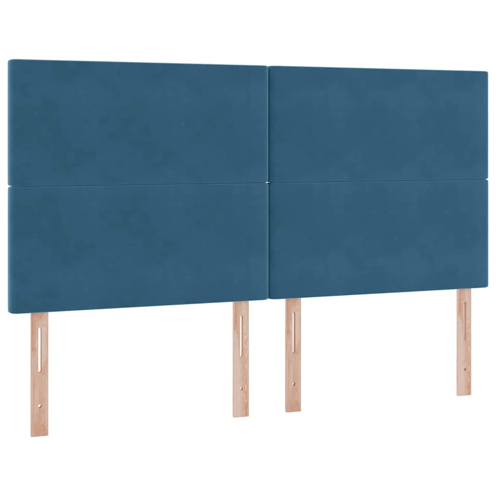 Postel s LED pásky s čelo Tmavě modrá 200 x 200 cm samet - obrázek 10