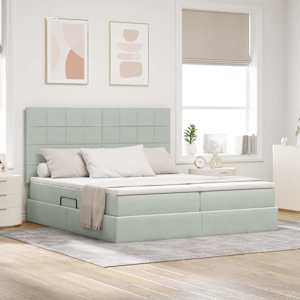 Postelja z LED trakami Svetlo siva 180 x 200 cm Žamet