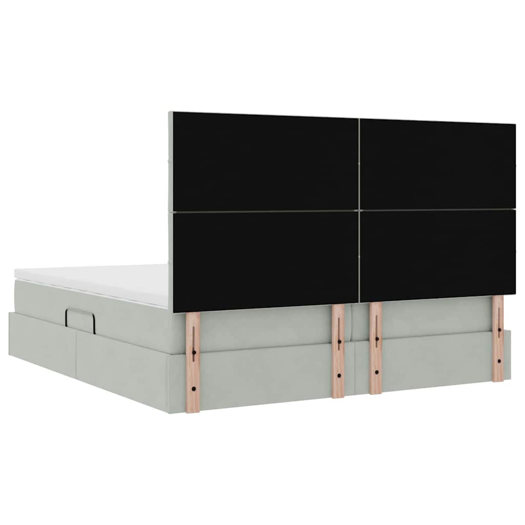Postel s LED pásky s čelo Světle šedá 180 x 200 cm samet - obrázek 13