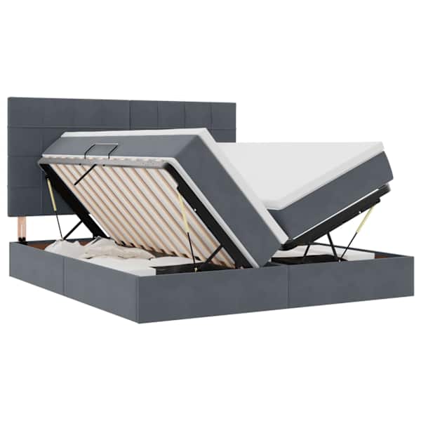 vidaXL LED-iga voodiraam koos madratsiga Tumehall 180 x 200 cm Samet