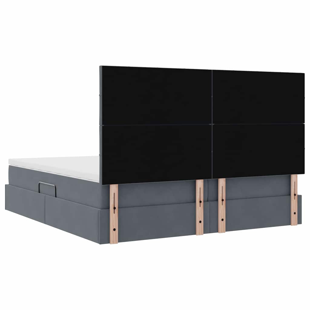 Postel s LED pásky s čelo Tmavě šedá 180 x 200 cm samet - obrázek 13