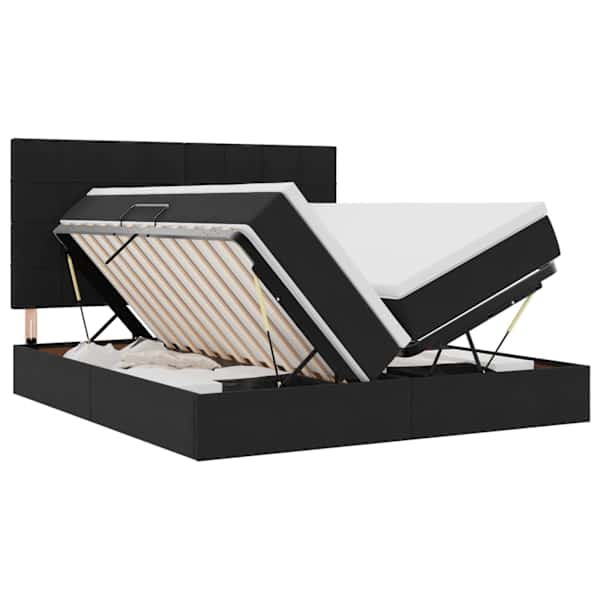 vidaXL LED-iga voodiraam koos madratsiga Must 180 x 200 cm Samet