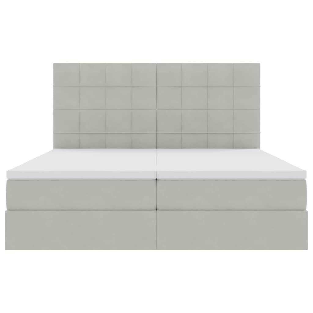Postel s LED pásky s čelo Světle šedá 200 x 200 cm samet - obrázek 11
