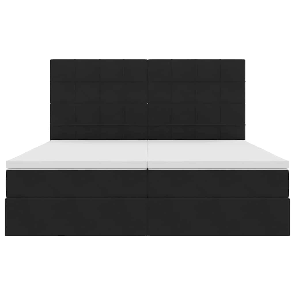Postel s LED pásky s čelo s úložištěm Černá 200 x 200 cm samet - obrázek 11