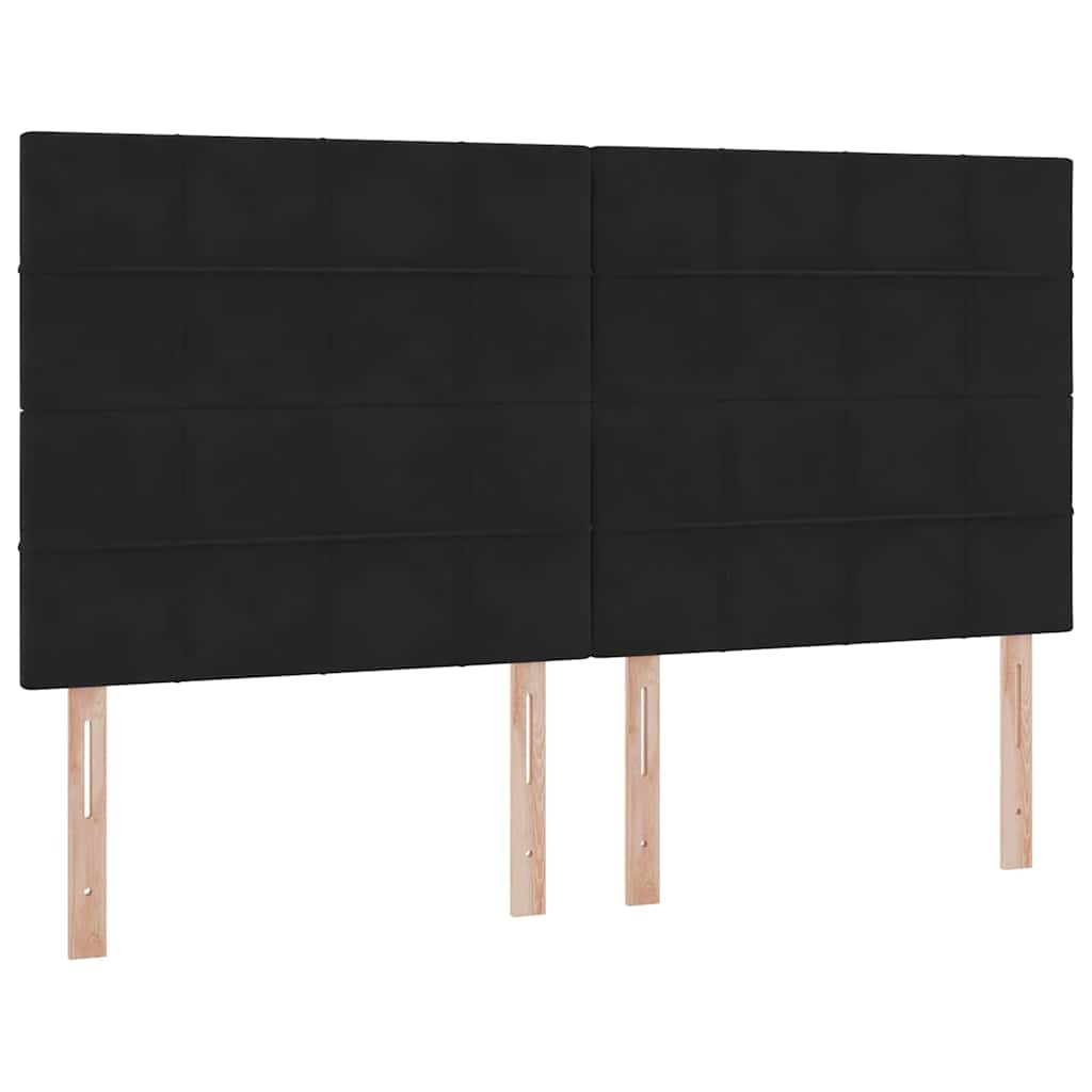 Postel s LED pásky s čelo s úložištěm Černá 200 x 200 cm samet - obrázek 10