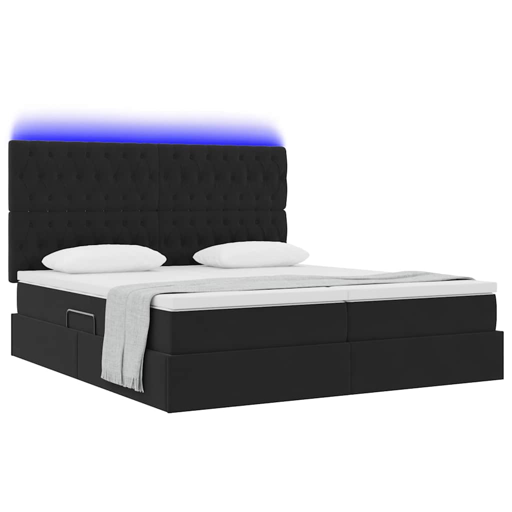 Thumbnail - vidaXL Bett mit LED-Lichtleisten Schwarz 180 x 200 cm Samt