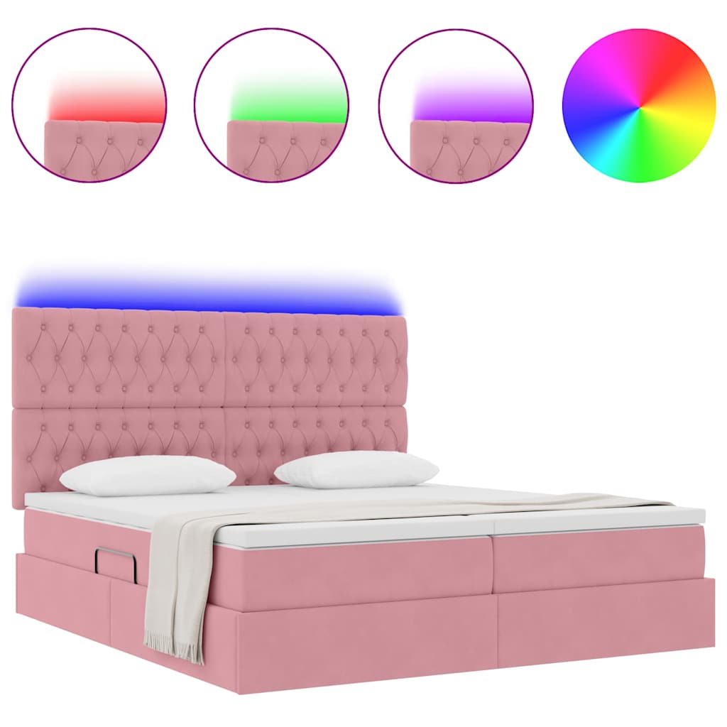 vidaXL LED Opslagbed met Matras Roze 180 x 200 cm Fluweel, foto 4
