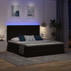 LED postel s úložným prostorem a matrací Černá 180 x 200 cm - obrázek 5