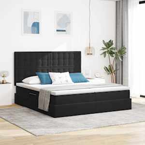 LED postel s úložným prostorem a matrací Černá 180 x 200 cm - obrázek 1