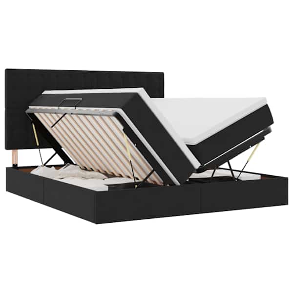 vidaXL LED-iga voodiraam koos madratsiga Must 180 x 200 cm Samet