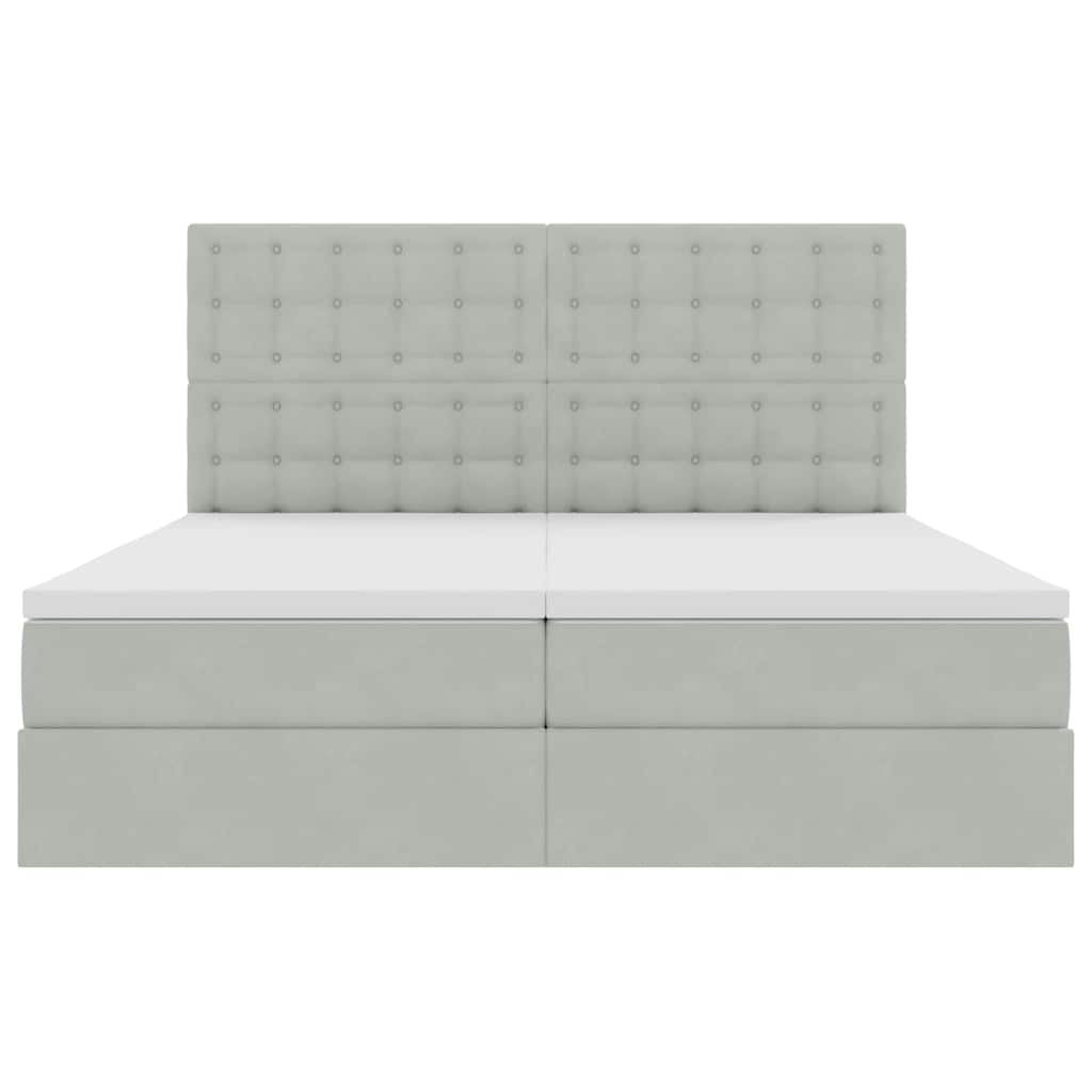 Postel s LED pásky s čelo Světle šedá 200 x 200 cm samet - obrázek 11