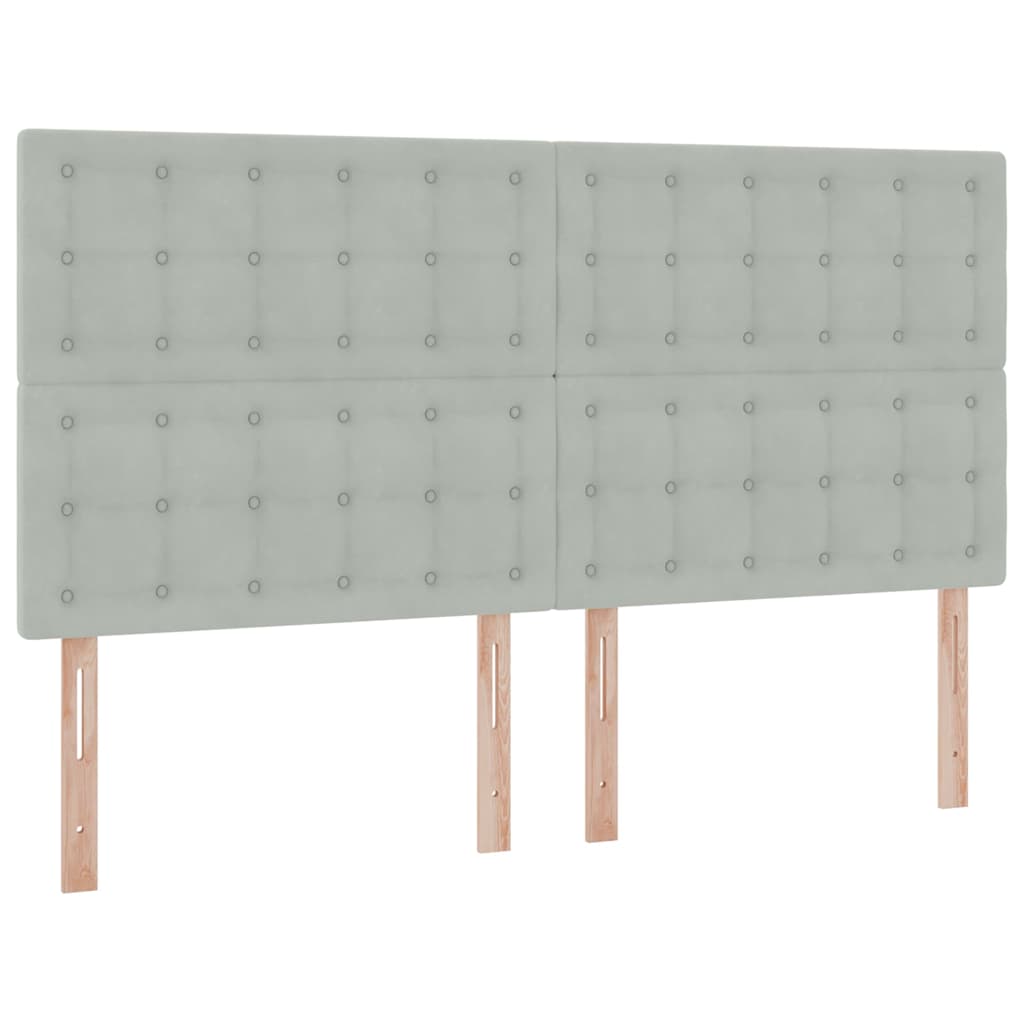 Postel s LED pásky s čelo Světle šedá 200 x 200 cm samet - obrázek 10