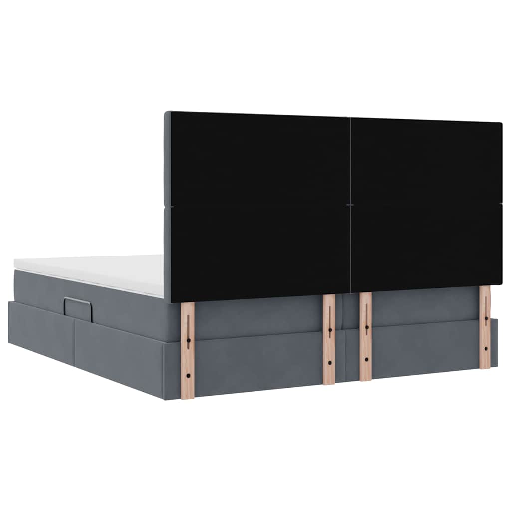 Postel s LED pásky s čelo Tmavě šedá 200 x 200 cm samet - obrázek 13