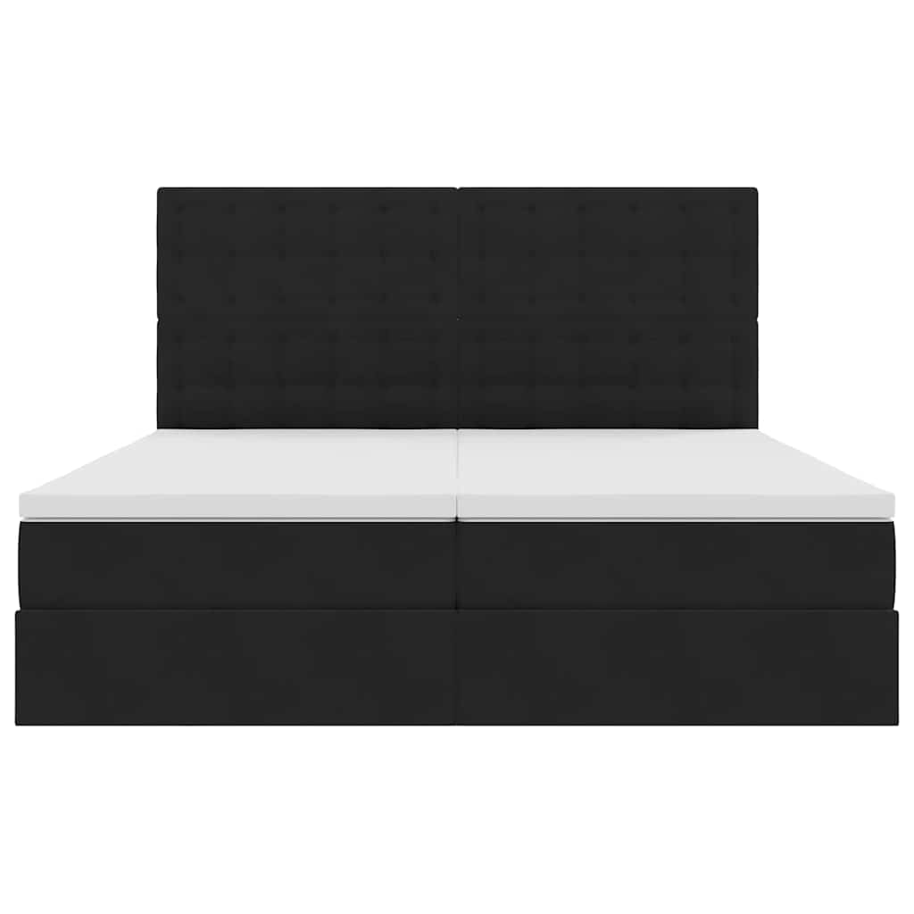 Postel s LED pásky s čelo s úložištěm Černá 200 x 200 cm samet - obrázek 11