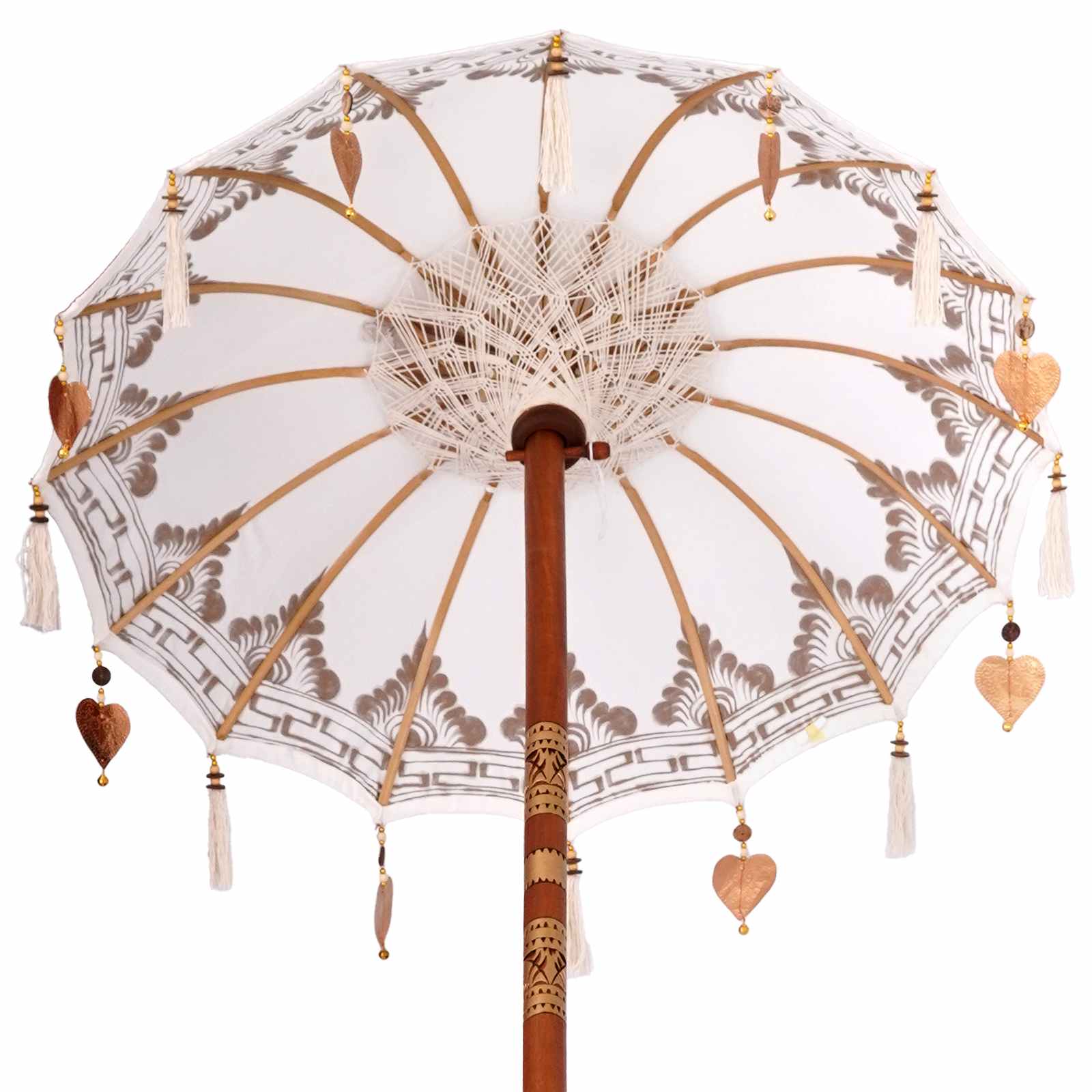 Balinesischer Sonnenschirm mit Sockel Creme 95 x 95 x 260 cm – Ansicht 8