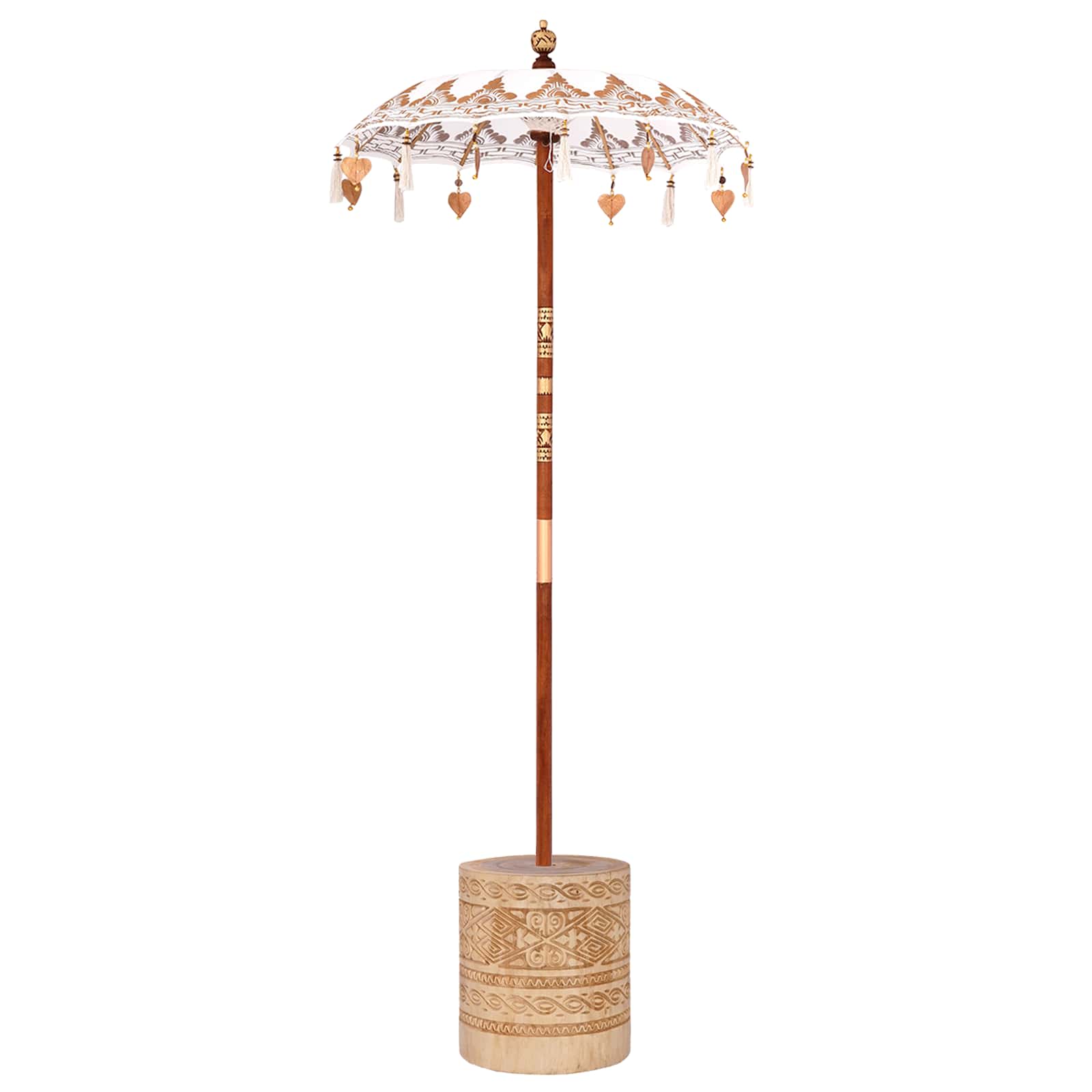 Balinesischer Sonnenschirm mit Sockel Creme 95 x 95 x 260 cm – Ansicht 2