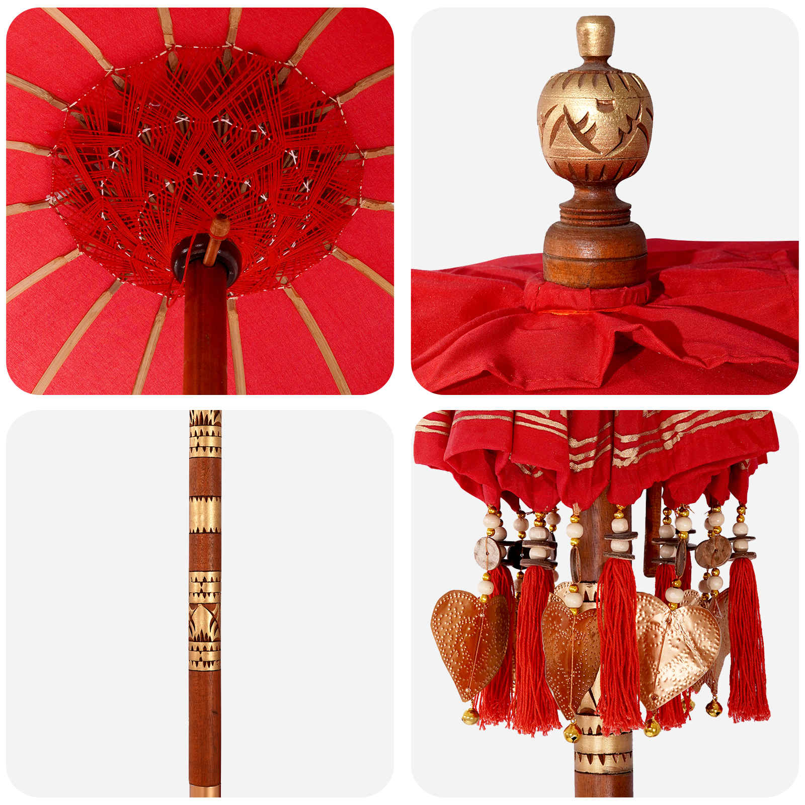 Balinese parasol met basis Rood 95 x 95 x 260 cm image 9