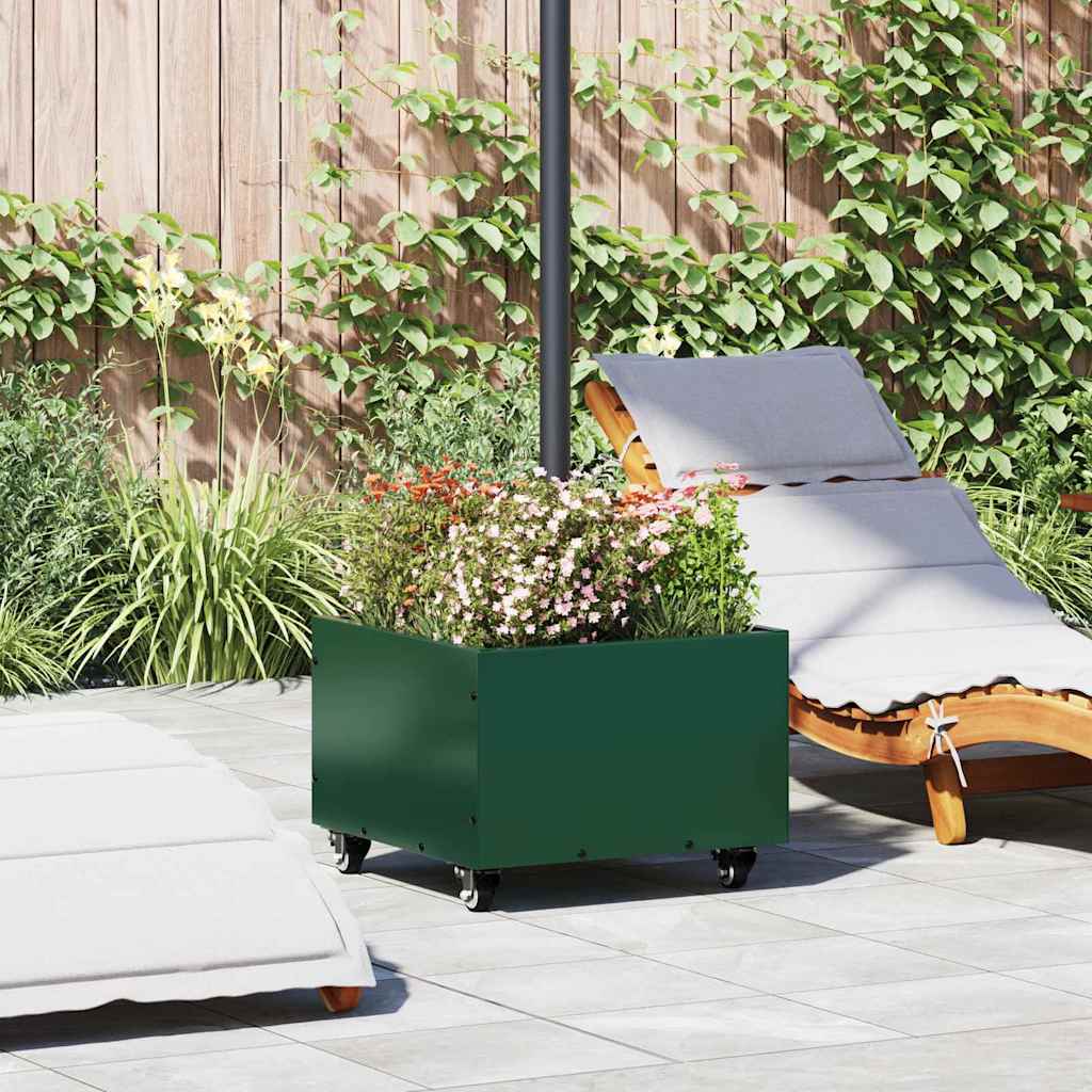 Parasolbasis met plantenbak Groen 45 x 45 x 45 cm Staal