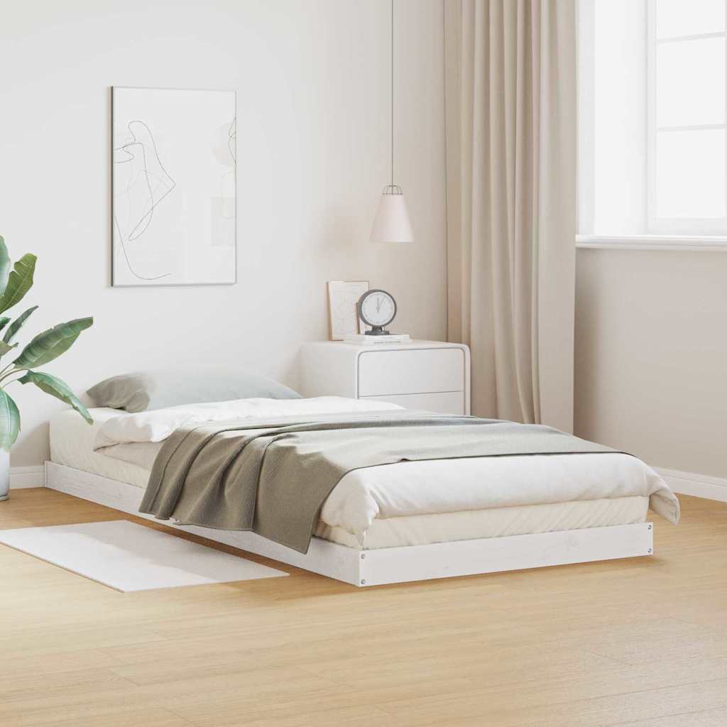 Põrandavoodi Raam Valge 90x210 cm Kindel Puit Männi