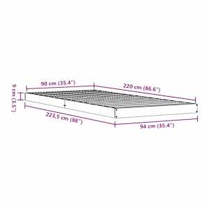 Rám postele Přírodní 213,5 x 104 x 9 cm Masivní borové dřevo - obrázek 9