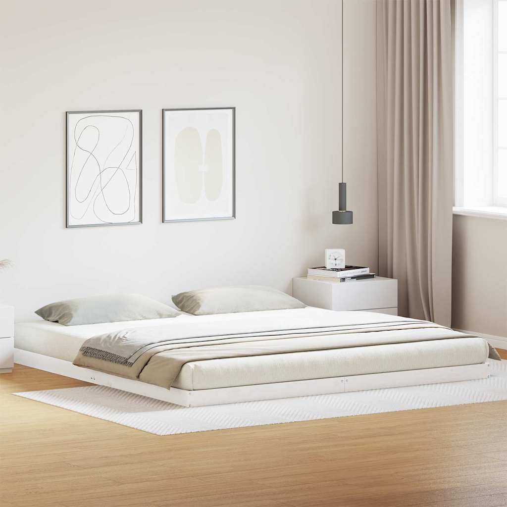 Põrandavoodi Raam Valge 180x220 cm Kõva Puit Männipuit