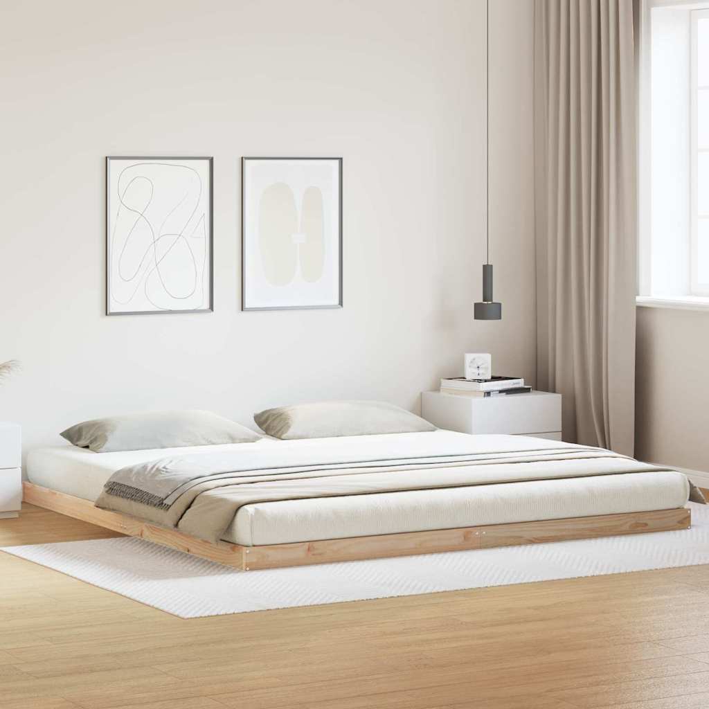 Gulv Sengestel 200x220 cm Massivt Fyrretræ