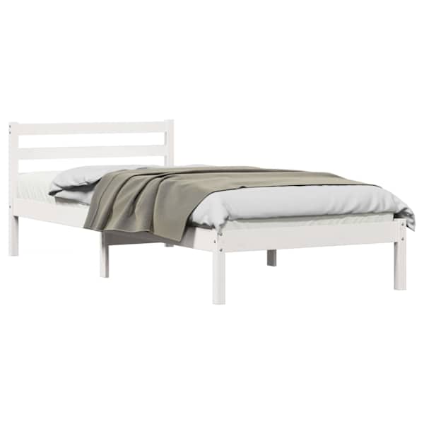 vidaXL Voodi raam Valge 215,5 x 85,5 x 69,5 cm Kindel m&auml;nnipuidust