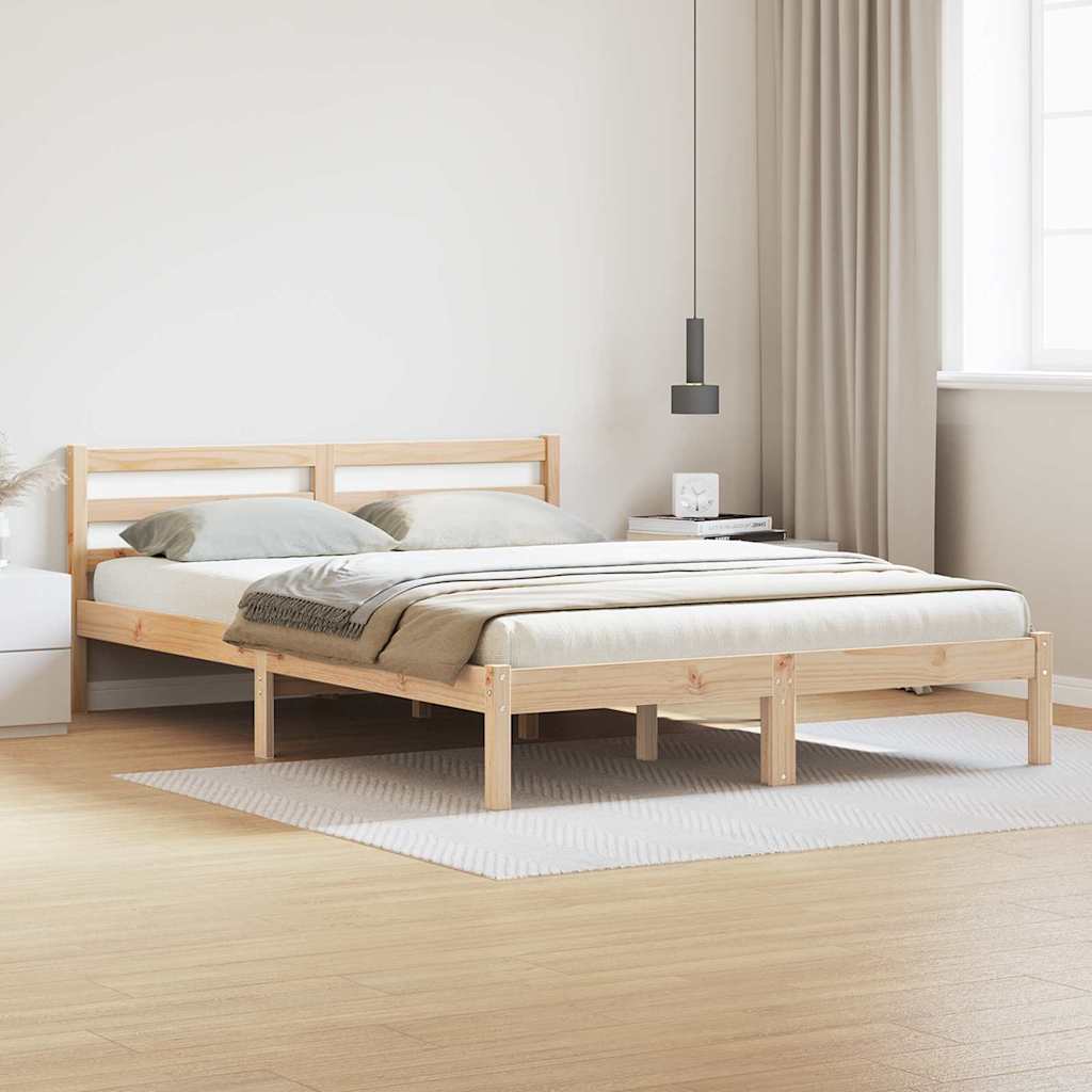 Voodi raam peatoega 160x210 cm Kõva puidust männipuit