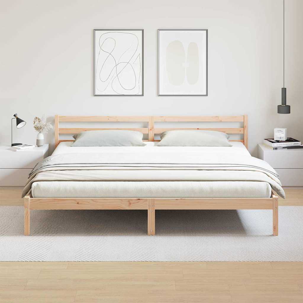 Ágykeret Fejtámlával 180x210 cm Tömör Fenyőfából 