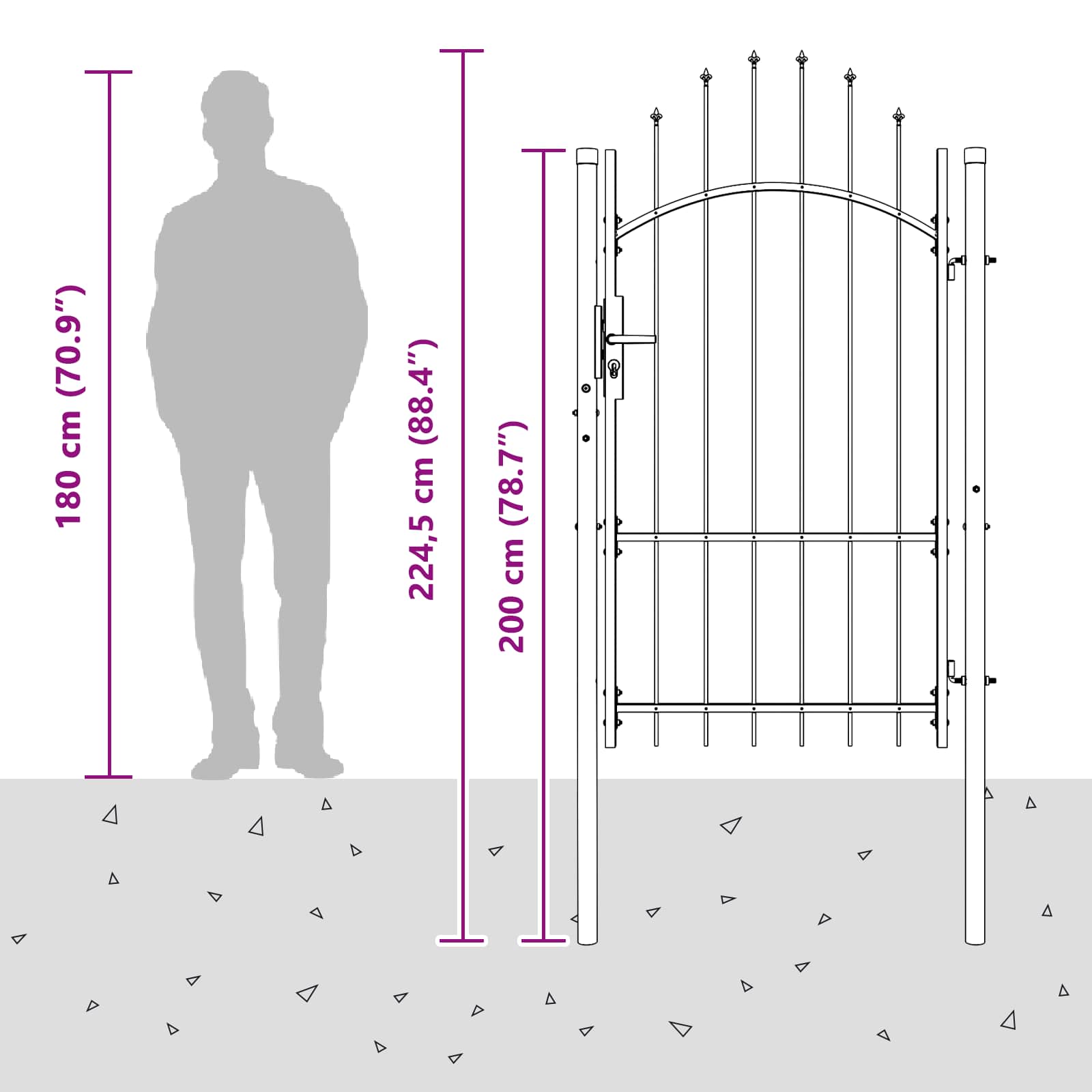 Dārza vārti ar slēdzeni Pelēka 175 x 100 cm Tērauds