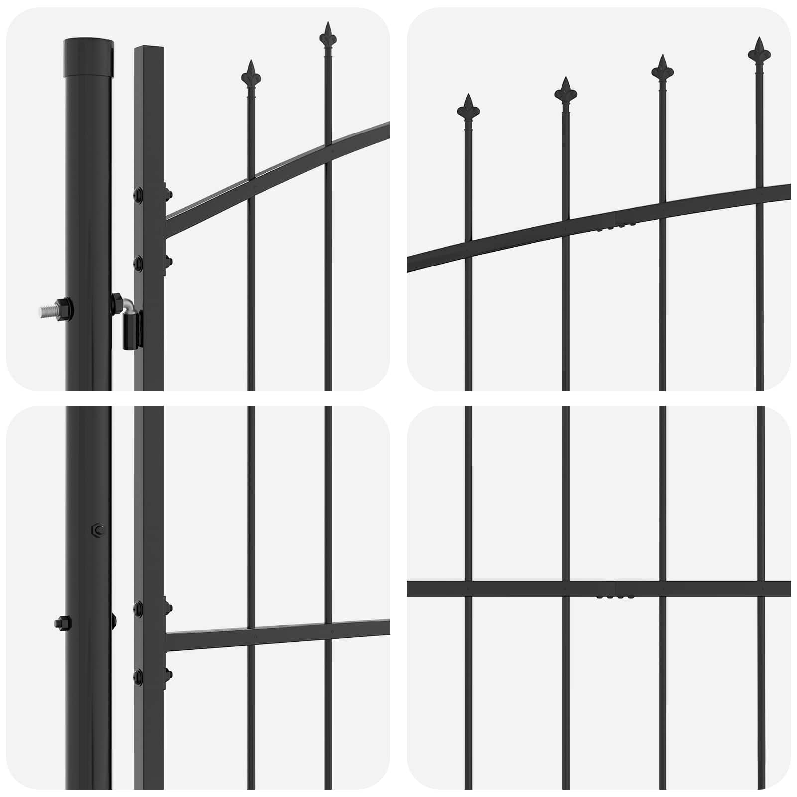 Haveport med Spidstop Sort 100x400 cm Stål 5