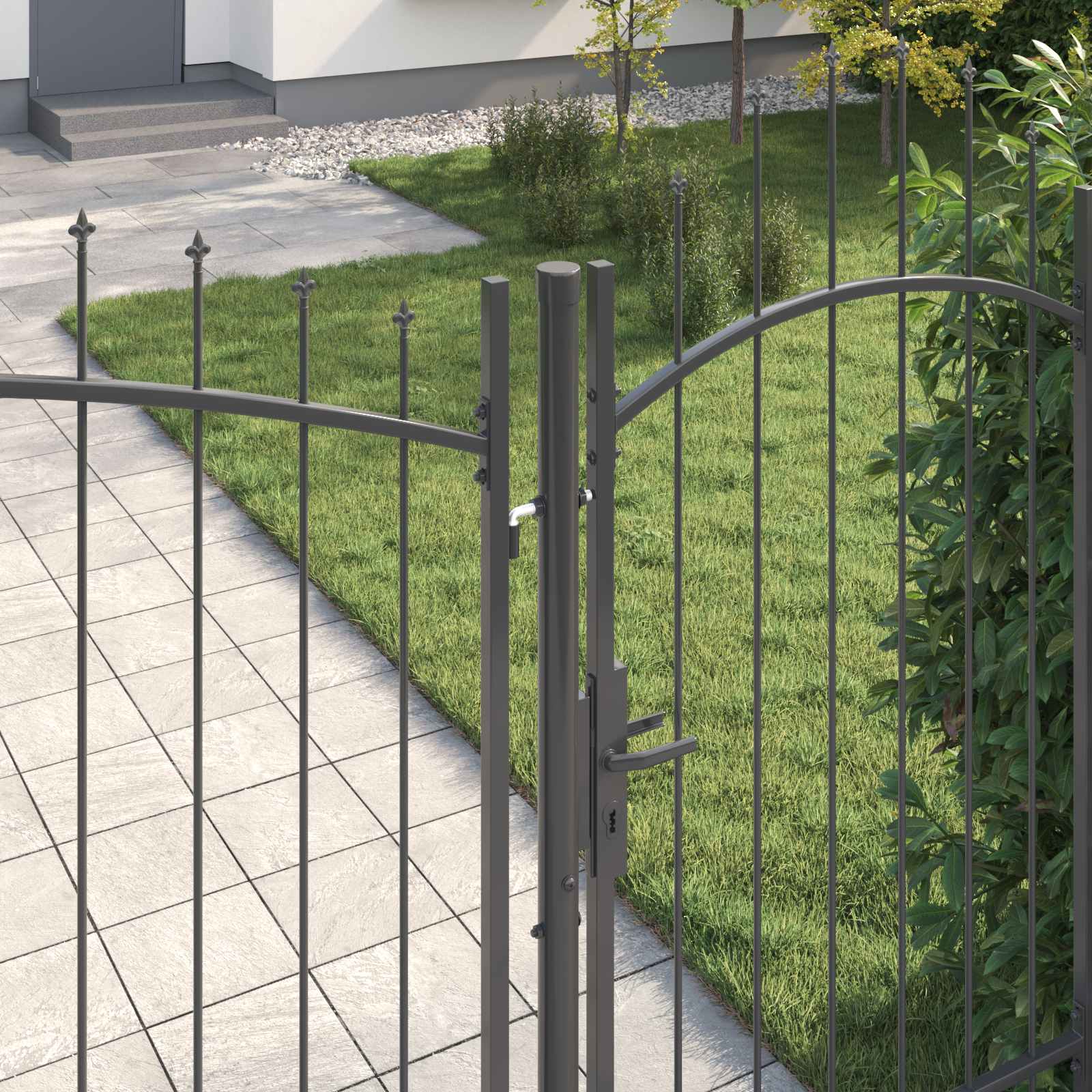 Dārza vārti ar slēdzeni Pelēka 195 x 400 cm Tērauds