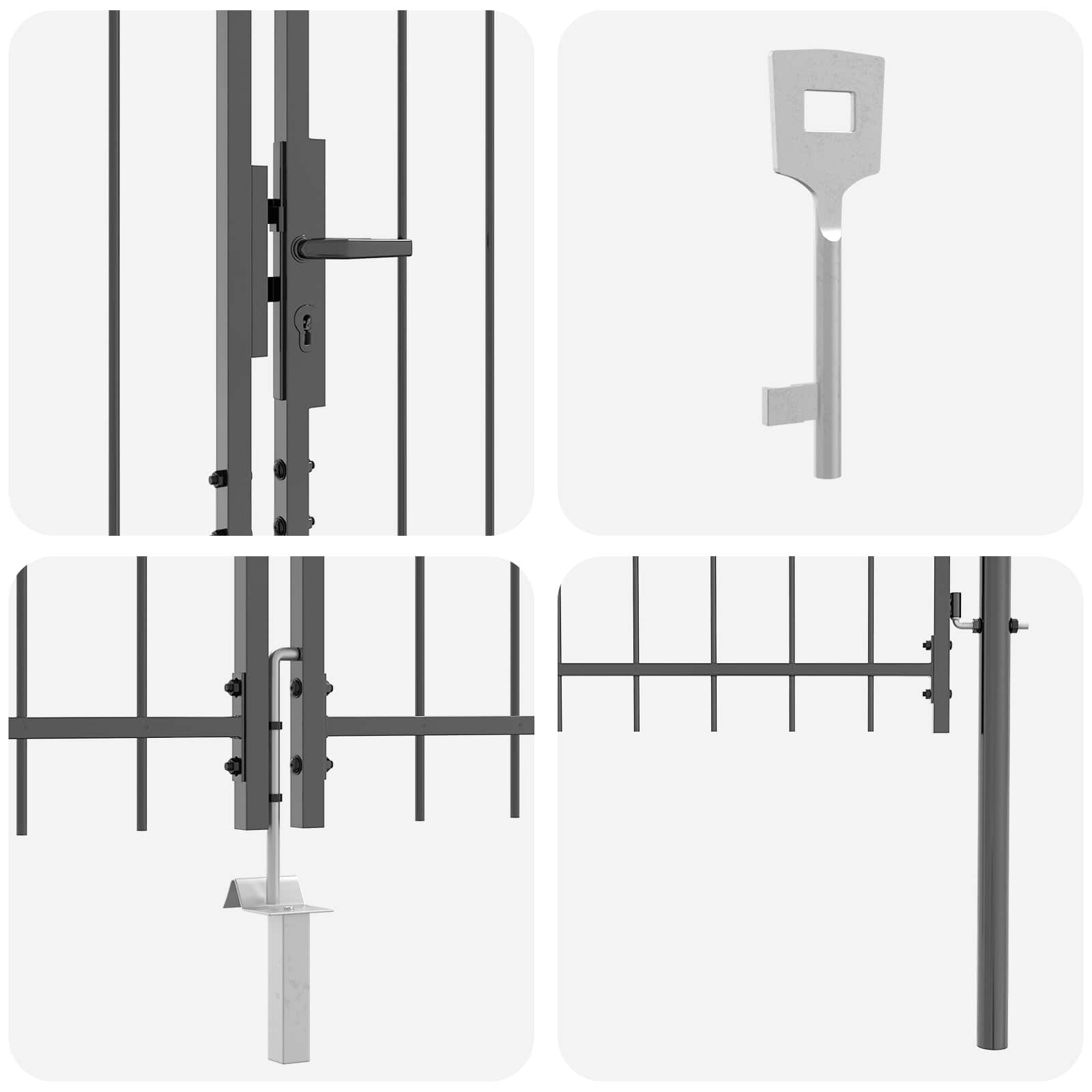 Vrtna vrata s ključavnico Woerden Siva 125 x 500 cm Jeklo - slika 6
