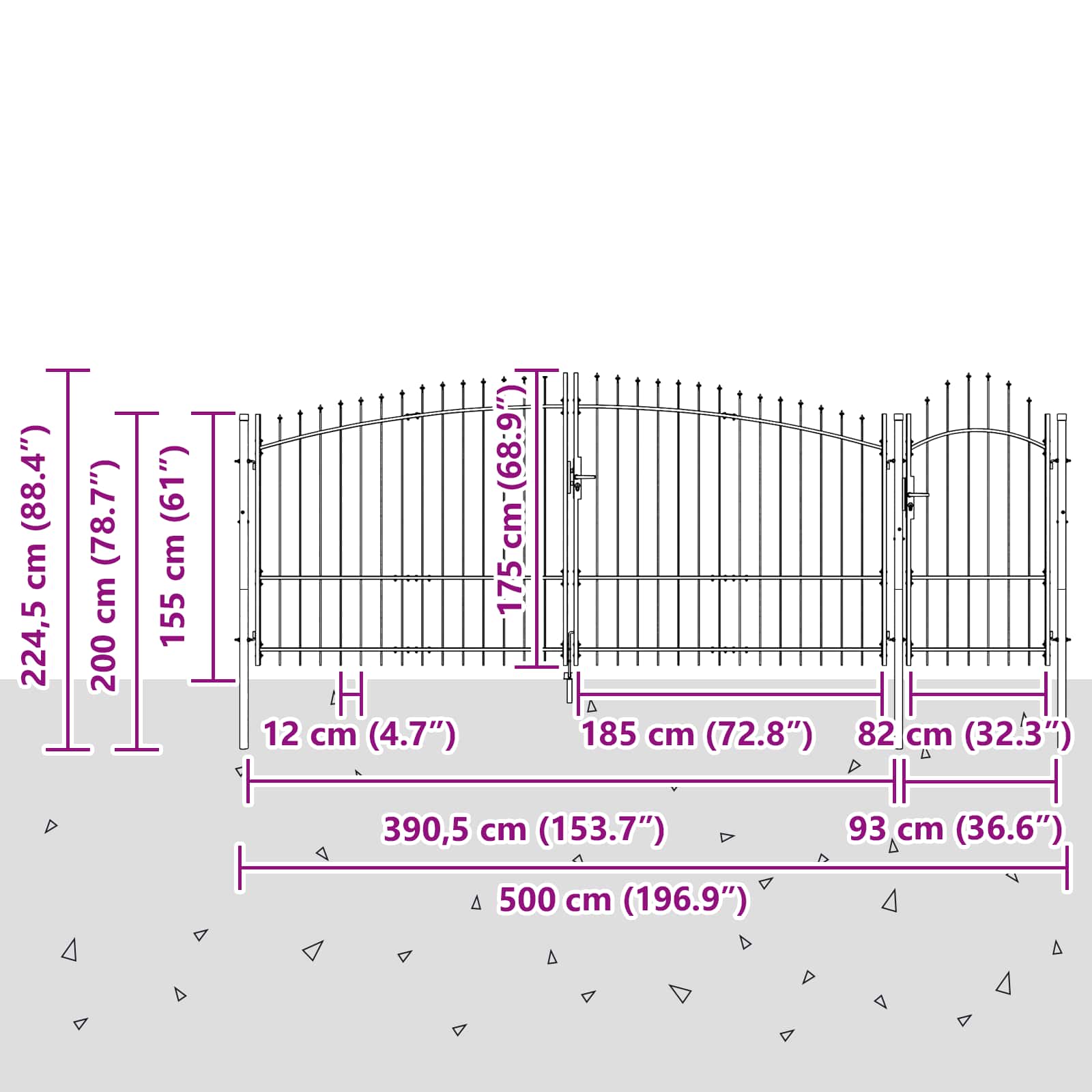 Vrtna vrata s ključavnico Woerden Siva 125 x 500 cm Jeklo - slika 7