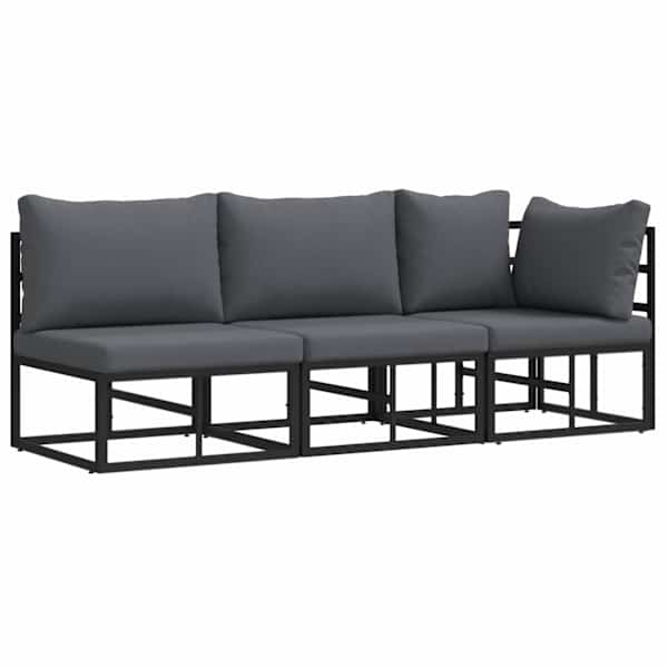 vidaXL 3 tk V&auml;lik M&ouml;&ouml;bel Metall Must ja Anthracite