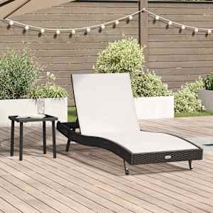 Ležalnik 2 pcs Črna in bela poli ratan