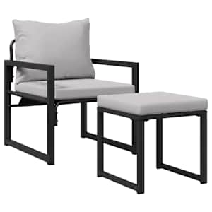 Zahradní nábytek 4 pcs 2-Počet míst Světle šedá Polyester - obrázek 4