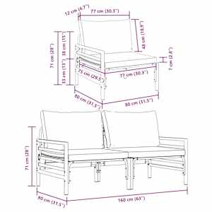 Venkovní nábytek 2 pcs Antracit 80 x 80 x 71 cm Ocel - obrázek 11