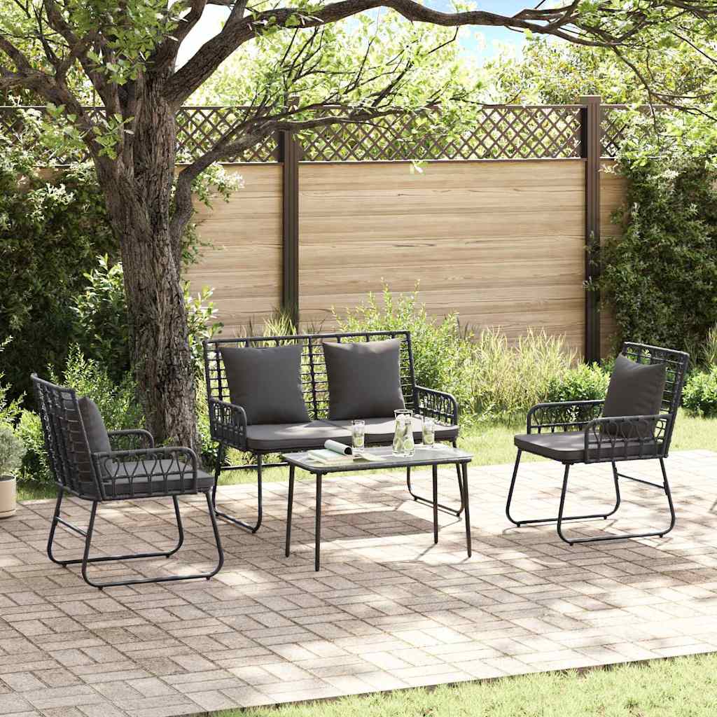Piharuokailu setti 3 pcs Musta, Antrasiitti 113 x 69 x 83 cm