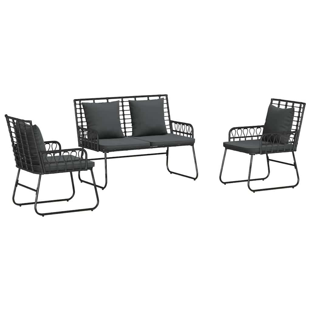 Piharuokailu setti 3 pcs Musta, Antrasiitti 113 x 69 x 83 cm