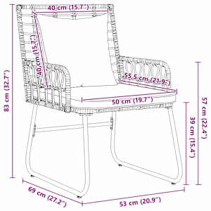 Zahradní jídelní souprava 3 pcs Černá a Antracit polyratan - obrázek 9
