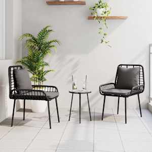 Komplet za jedilnico v vrtu 3 pcs Črna in anthracit poli ratan