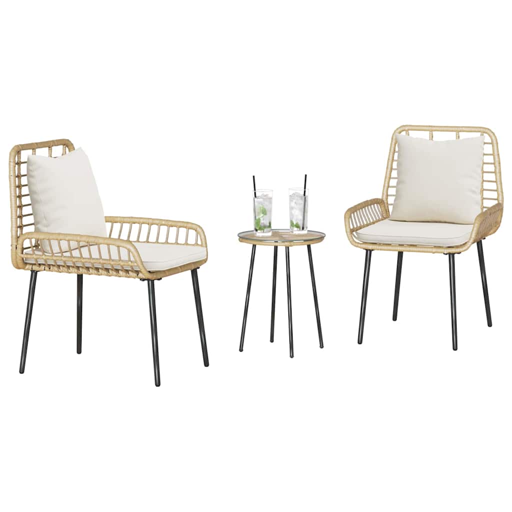 vidaXL Tuin Eetset 3 pcs Bruin, Zwart, Crème 35 x 35 x 45 cm