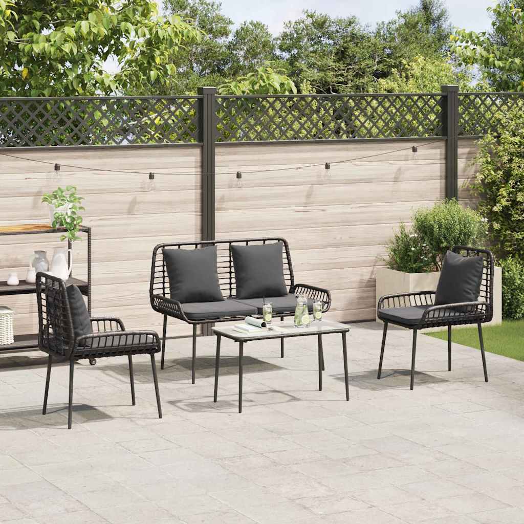 vidaXL Tuin Eetset met kussen 3 pcs Zwart, Antraciet 109 x 63 x 83 cm
