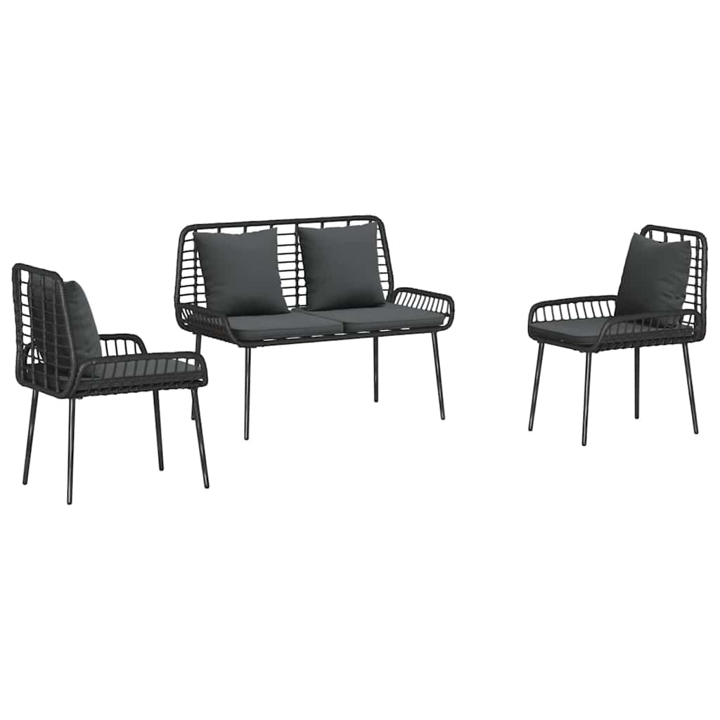 Piharuokailu setti 3 pcs Musta, antrasiitti 109 x 63 x 83 cm